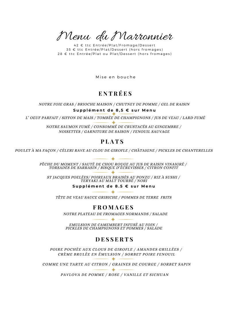 Menu Restaurant Le Marronnier - Caen-1