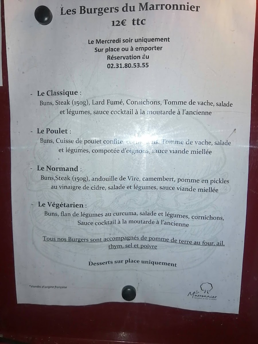 Menu Restaurant Le Marronnier - Caen-7