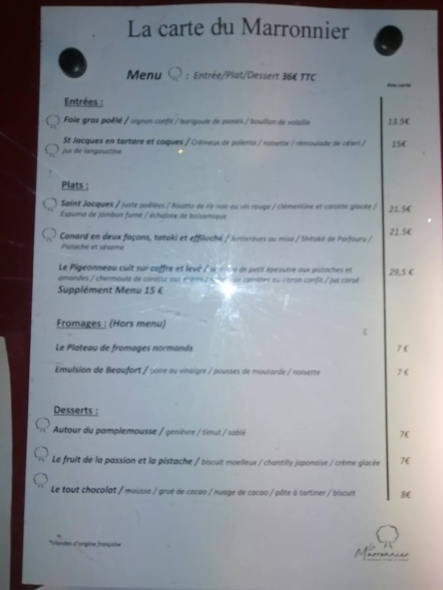 Menu Restaurant Le Marronnier - Caen-9